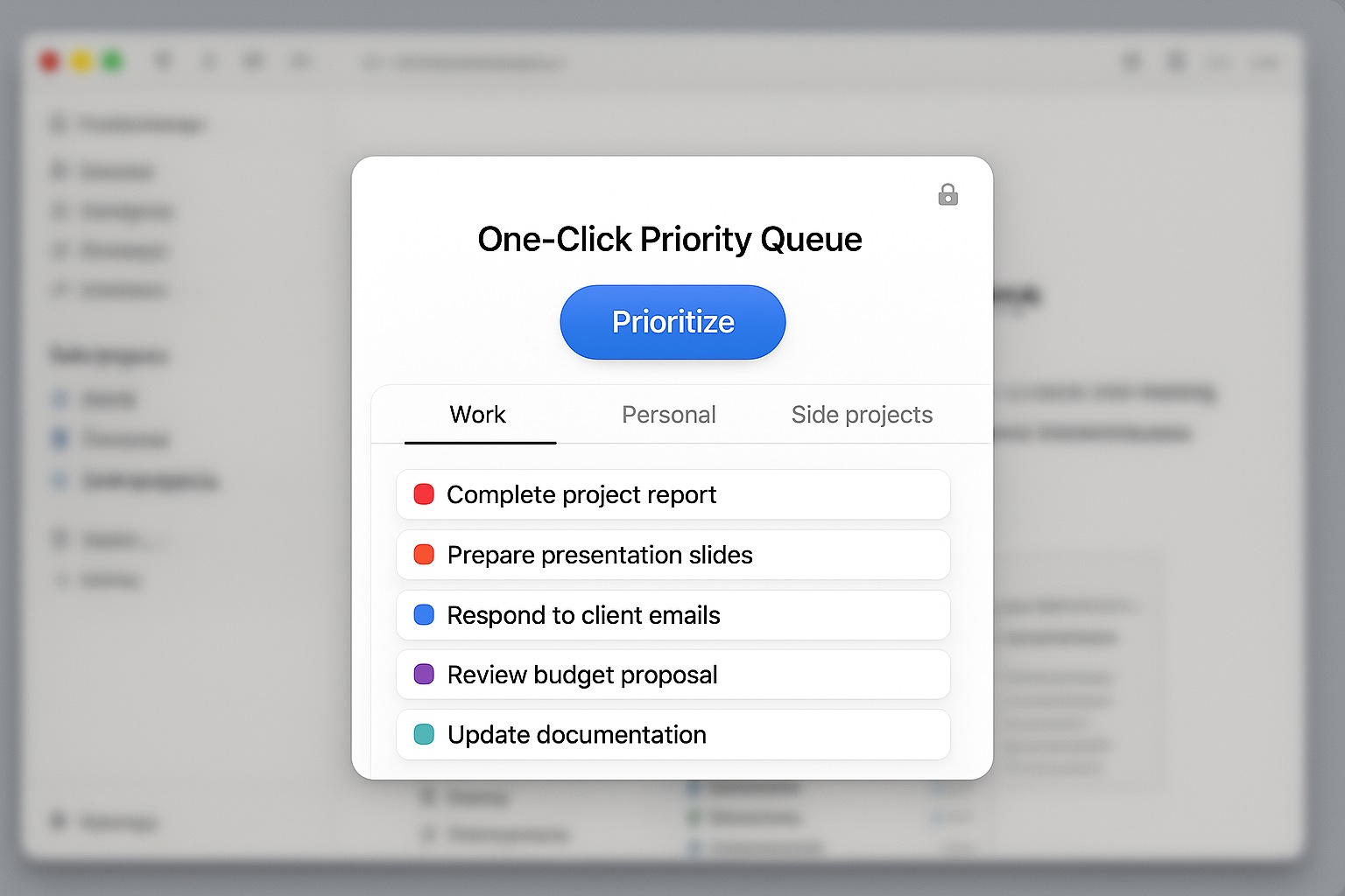 One-click priority queue interface