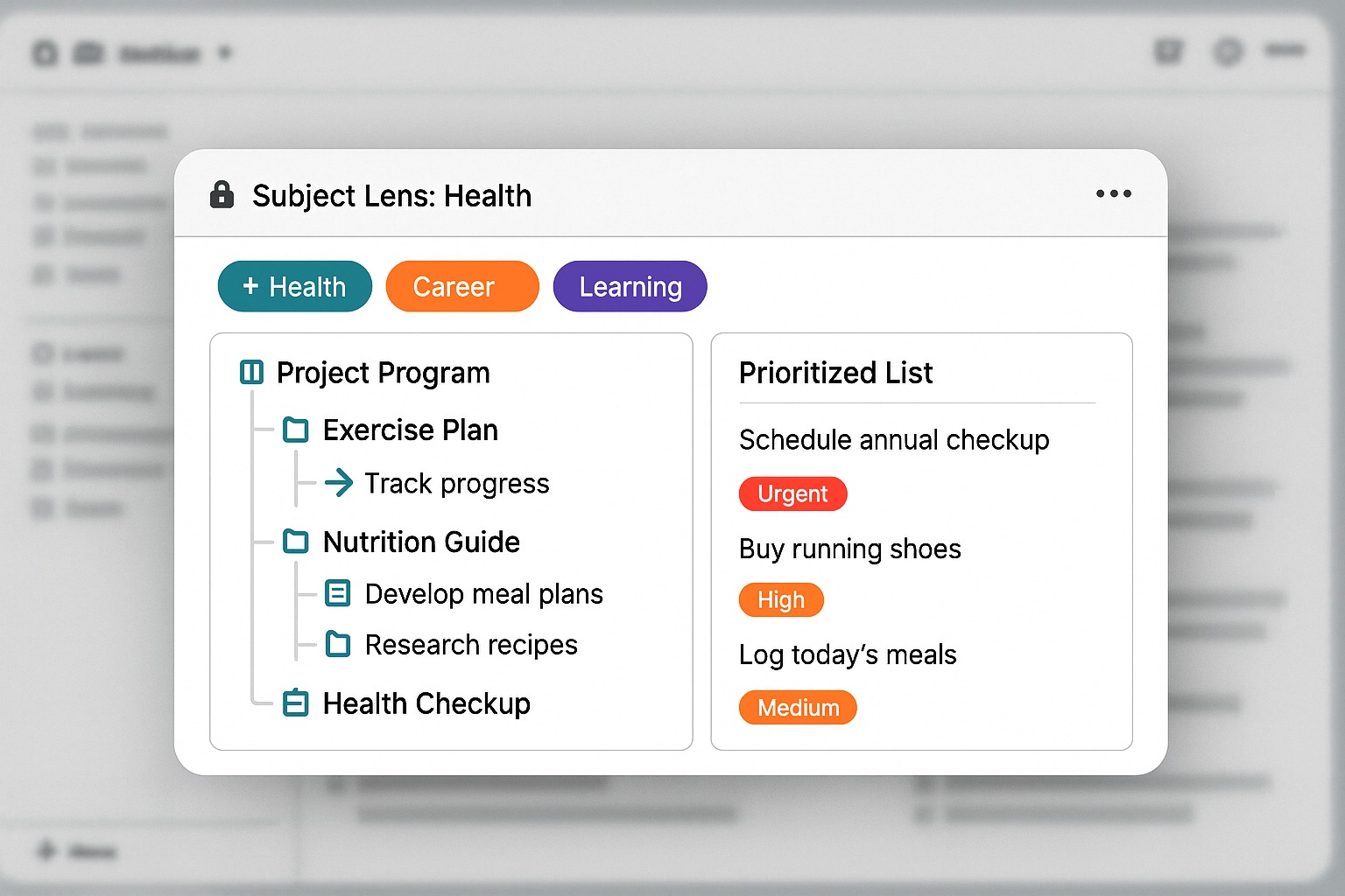 Subject-focused workspace transformation